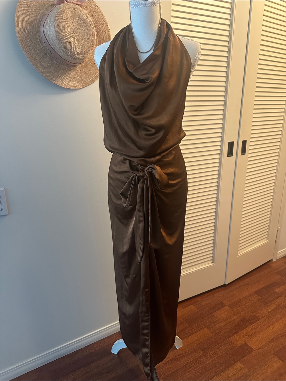 Zara Satin Brown Dress - Small